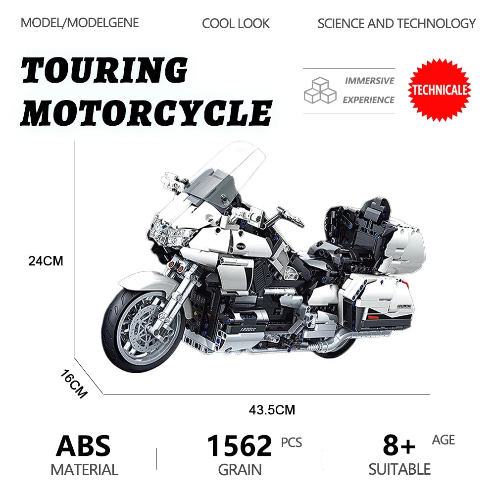 Motocykl turystyczny Gold Wing, model techniczny, klocki MOC, samochód wyścigowy, motocykl, klocki, zabawki, prezenty dla dzieci 8110