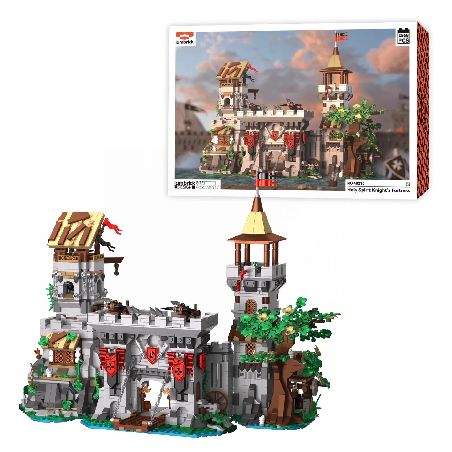 Klocki konstrukcyjne Twierdzy Rycerza Ducha Świętego Architektura MOC Model Zamku Średniowiecznego Puzzle Zabawki dla dorosłych Prezent świąteczny