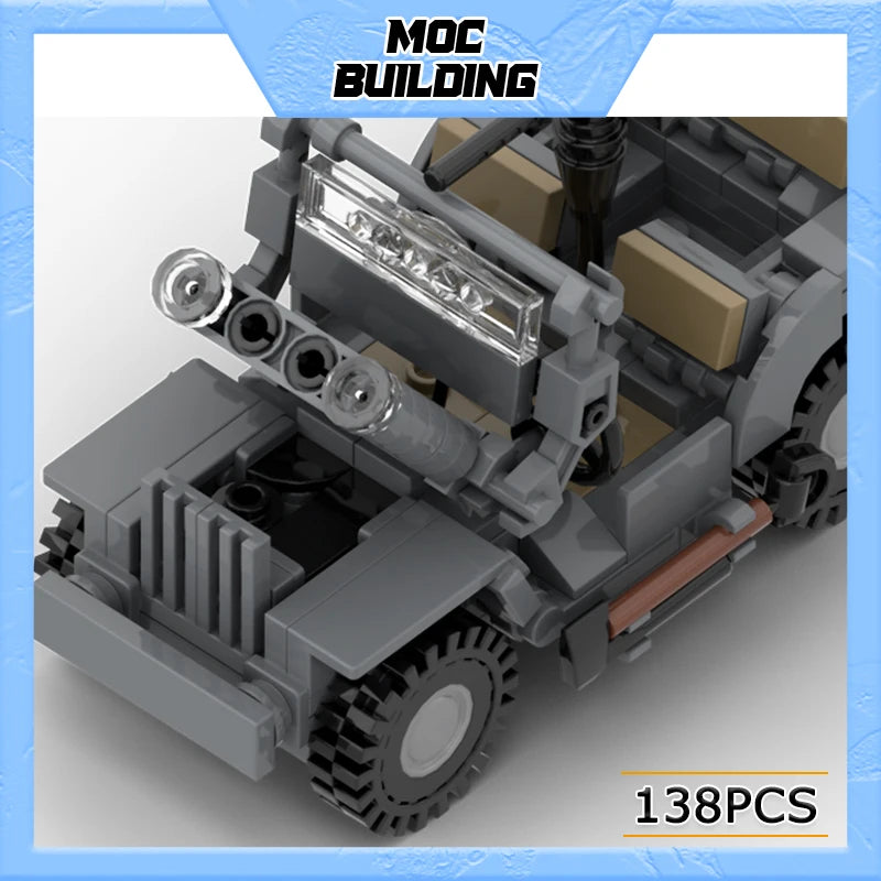 MOC Military Series Jeep Model Building Blocks 1:35 Scale Light Truck DIY Assemble Bricks Creative Car Toys Collection Xmas Gift