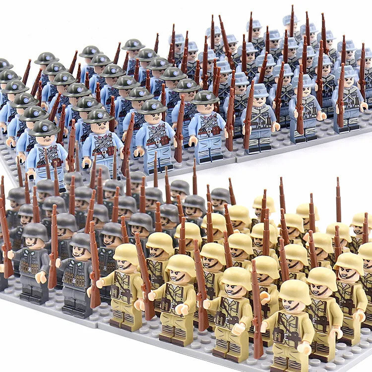 24pcs WW2 Military Army Soldier Soviet US UK German France Building Blocks Set Model Bricks Action Figures Weapon Toys Kids Gift - CADA BRICKS®