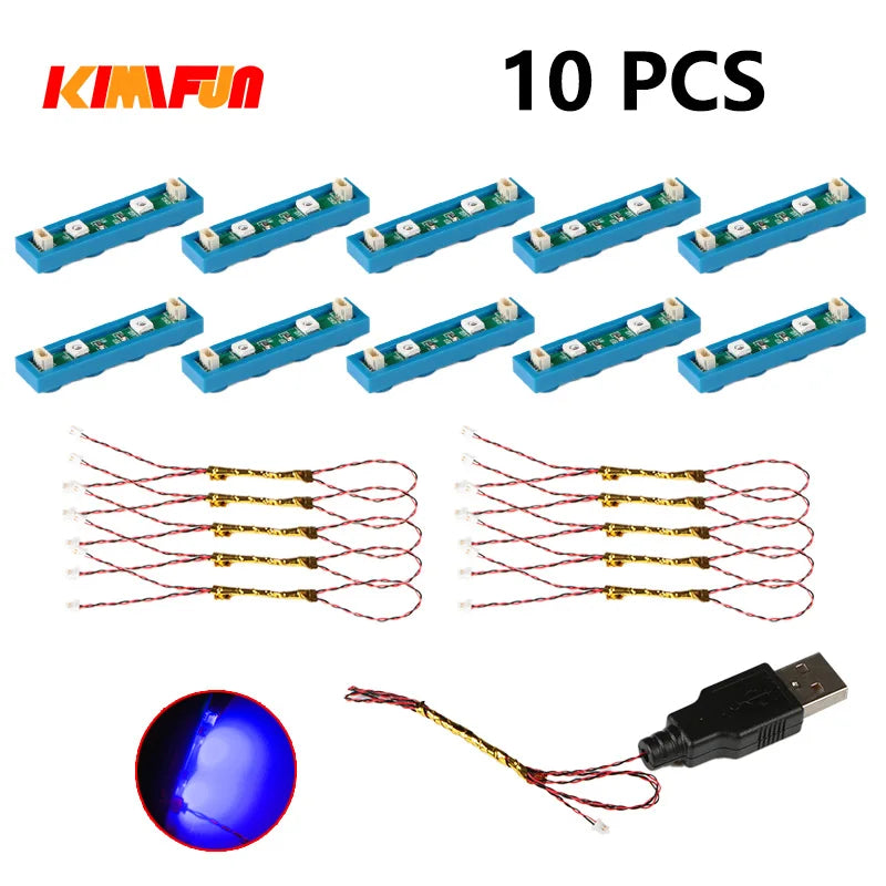 10PCS 0.8mm Pin RGB LED Building Blocks USB Lamp DIY Street Light City Electric Decorate 1X1 Brick Toy Compatible All Brands - CADA BRICKS®