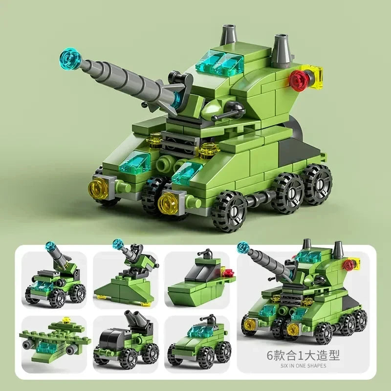 Miniaturowe klocki 6 w 1, samochód policyjny, wóz strażacki, klocki do budowy zamku, edukacyjne zabawki dla dzieci, prezenty