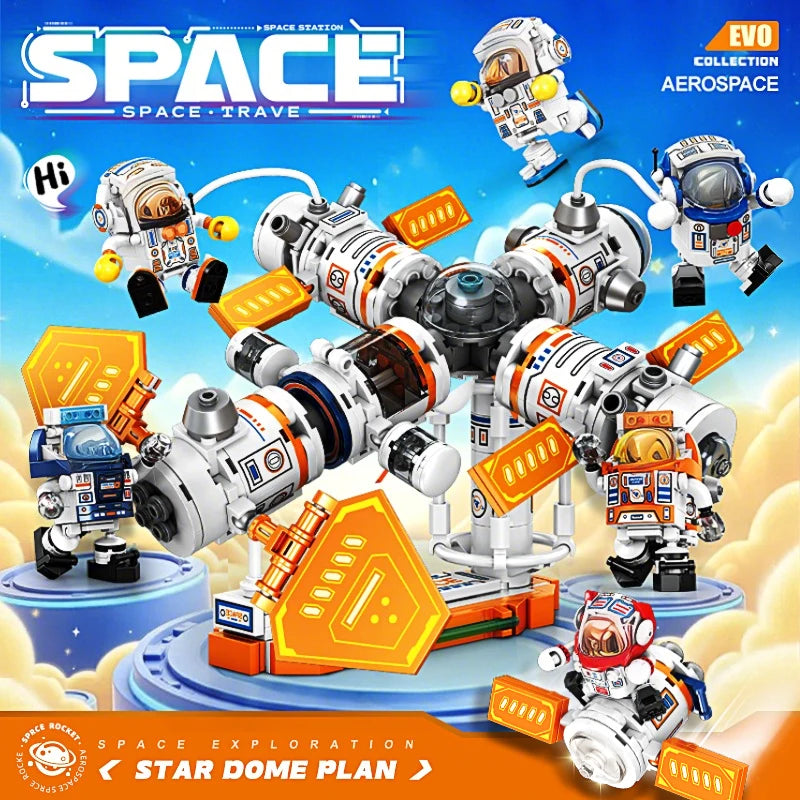 Astronaut Space Station Building Blocks Set with Manned Rocket Model STEM Educational Toys for Kids Christmas Birthday Gift