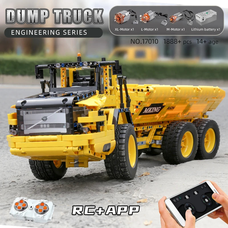 Mould King 17010 Technical Truck Toys The RC MOC-8002 Dump Truck Building Block Assembly Car Brick Set Kids Christmas Gift