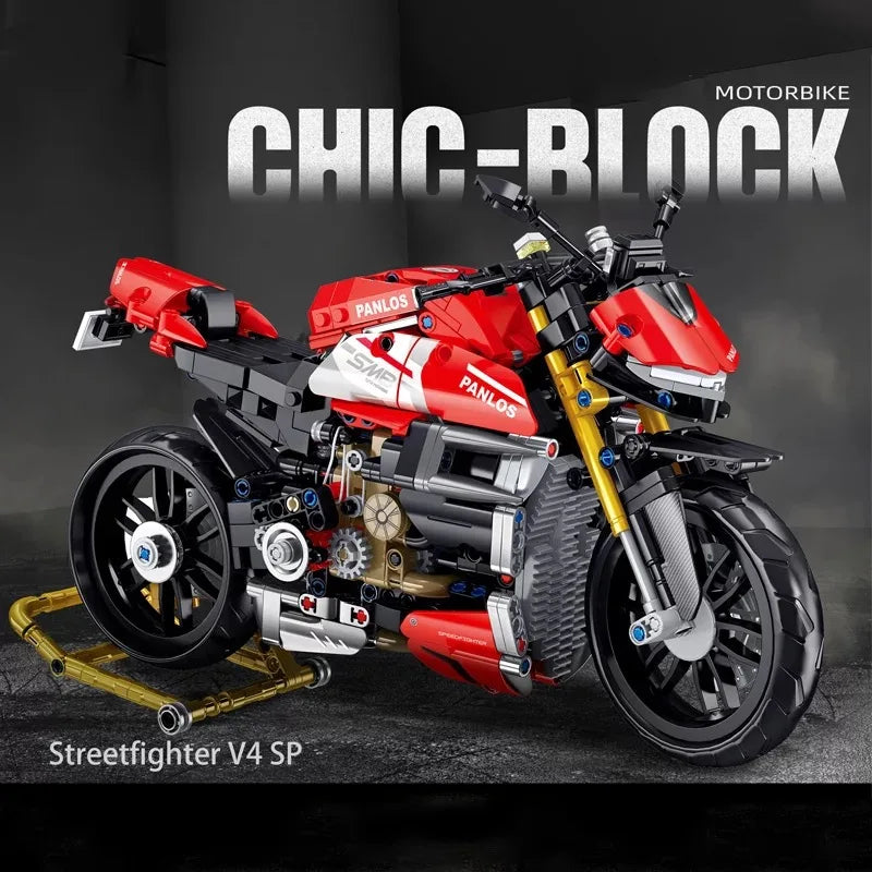 981 szt. City Technical Locomotive Motorcycle Building Blocks MOC Speed Supercar Model motocykla Bricks Boy Toys na prezent dla dzieci