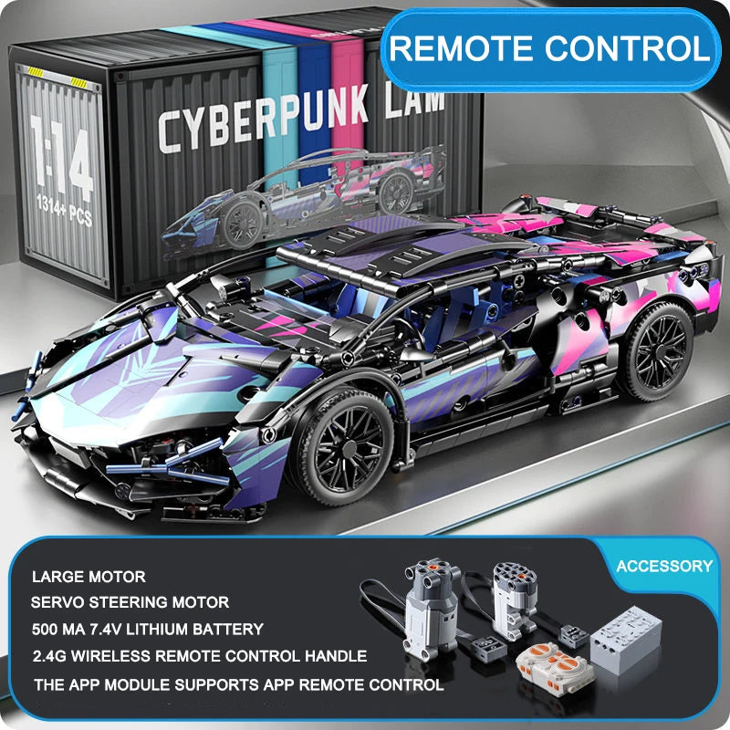 1314PCS Black Purple Lamborghinised Sian Sport Car Building Blocks Assemble Racing Vehicle Bricks Toys Birthday Gift For Kid Boy - CADA BRICKS®