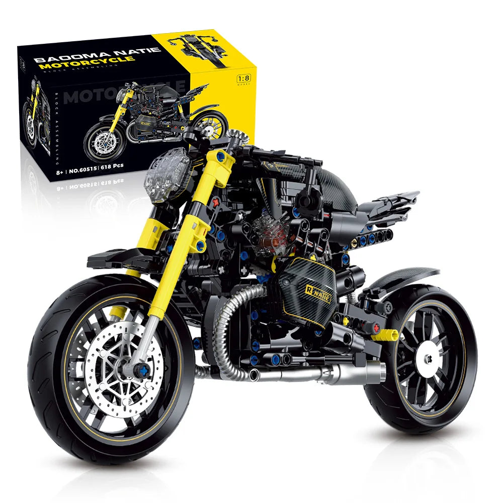 1:8 586 szt. High-tech klasyczny model motocykla klocki budowlane Motor City Racer klocki zabawki dla chłopców prezenty dla dzieci na Halloween