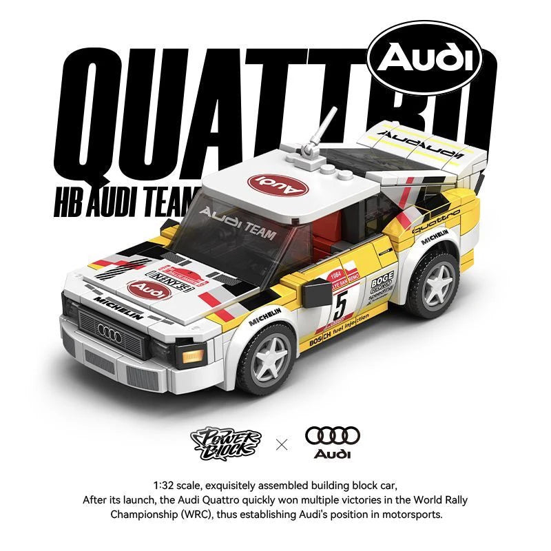 PB8812 1:32 City Speed Champions Sports Quattro S1 Car Model Building Blocks E2 Team Truck Trailer Bricks Kids Gifts For Boys
