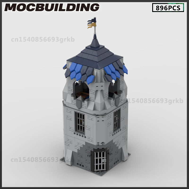 MOC Klocki do budowy średniowiecznego zamku, wieży, bramy, fortecy, kolekcja prezentów świątecznych DIY, klocki do samodzielnego montażu, zabawki dla dzieci