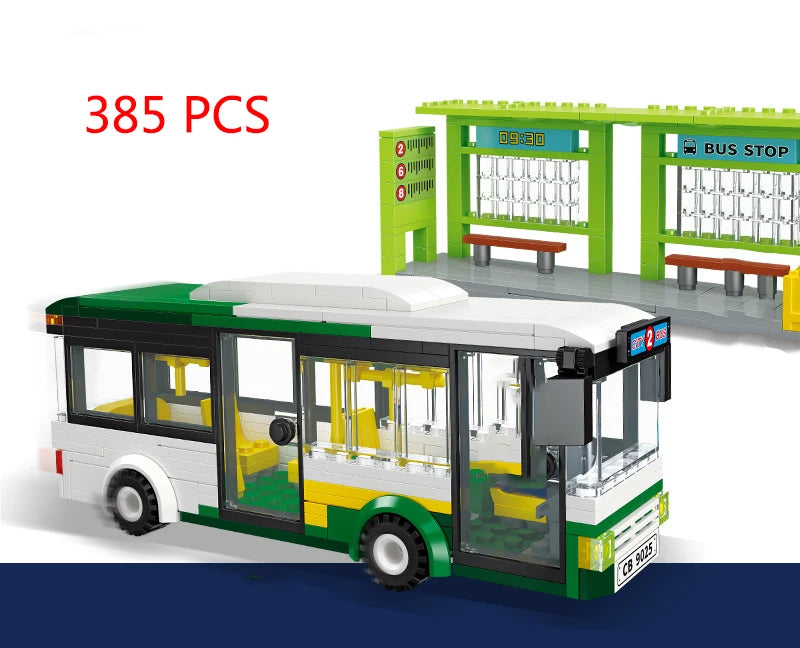 Bus City UK London Building Blocks School Vehicle Friends Wedding Car Traffic Bricks Double Station Girls Gifts Technique Toys - CADA BRICKS®