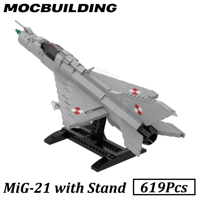 MiG 21 Model Battleplane Fighter Jet mig21 Airplane Aircraft MOC Building Blocks Brick Gift Christmas Presents