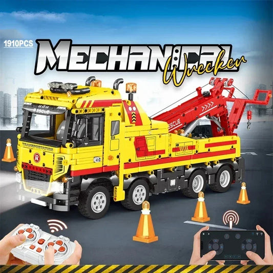 1910PCS Wrecker TECHNICAL RC Car Building Blocks Rescue Truck STEM Engineering Remote Control Car Model Bricks Kids Toys Gifts