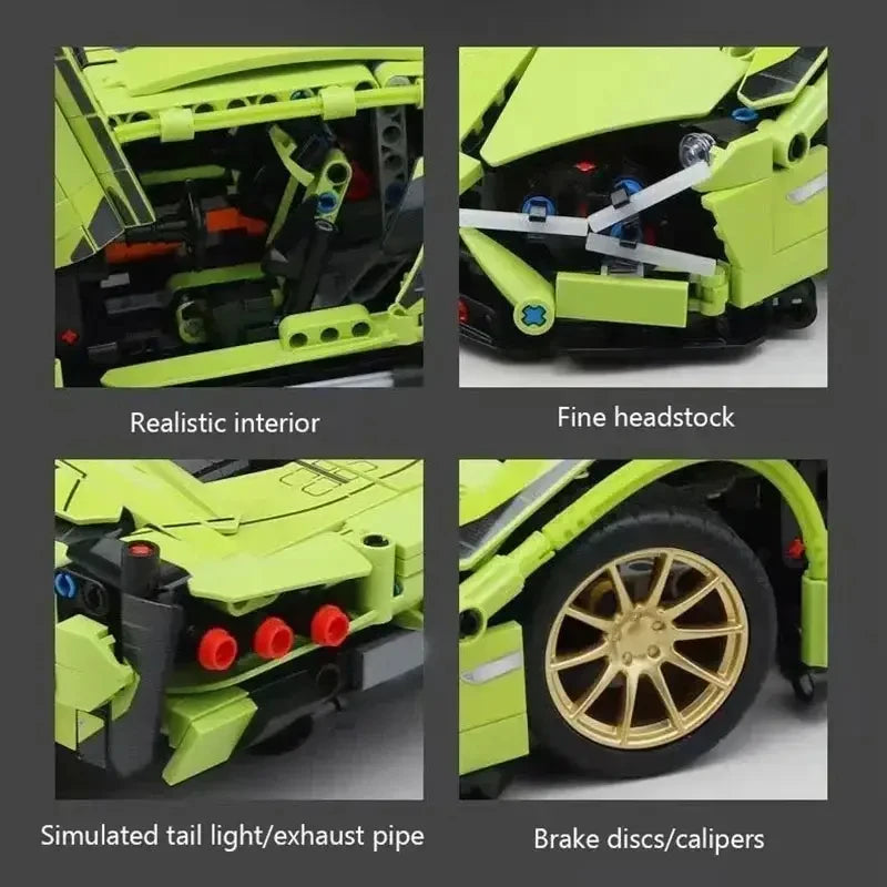 TOYLINX 1280Pcs Technical Building Blocks Racing Car Model Remote Control Electric RC Car Version Optional Construction Toys
