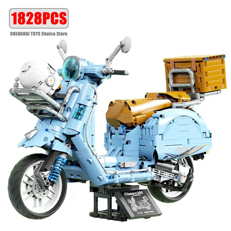 1828 sztuk 1:5 Miejskie Techniczne Modele Motocykli Samochodów Klocki Budowlane MOC Wyścigi Motocyklowe Pojazdy Klocki Zabawki Dla Dzieci Prezenty T4025