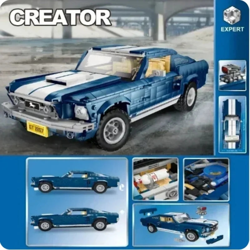 Nowy model samochodu wyścigowego Ford Mustangs, kompatybilny z klockami, zabawki DIY dla chłopców, prezenty