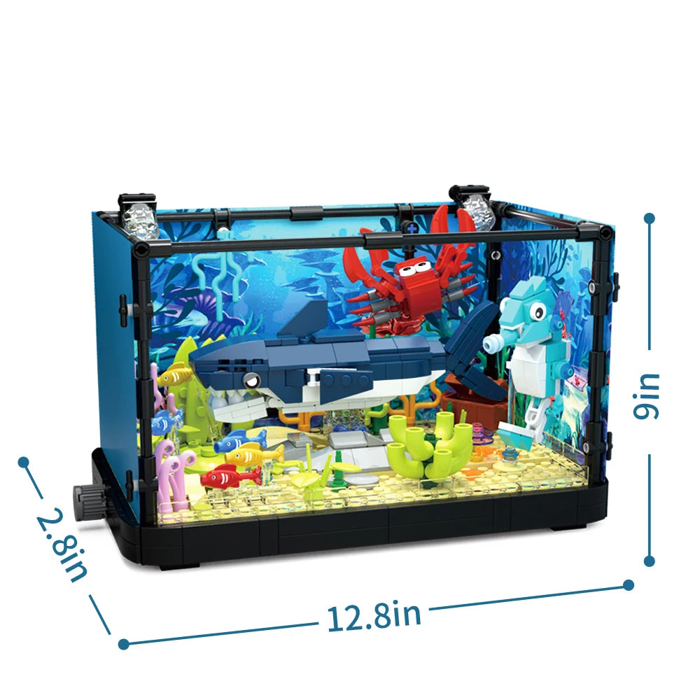 Fish Tank Building Blocks Brick With Led Lights,Aquarium,Toys for Boys Children Gifts home Decoration,Not Compatible with Legoed - CADA BRICKS®