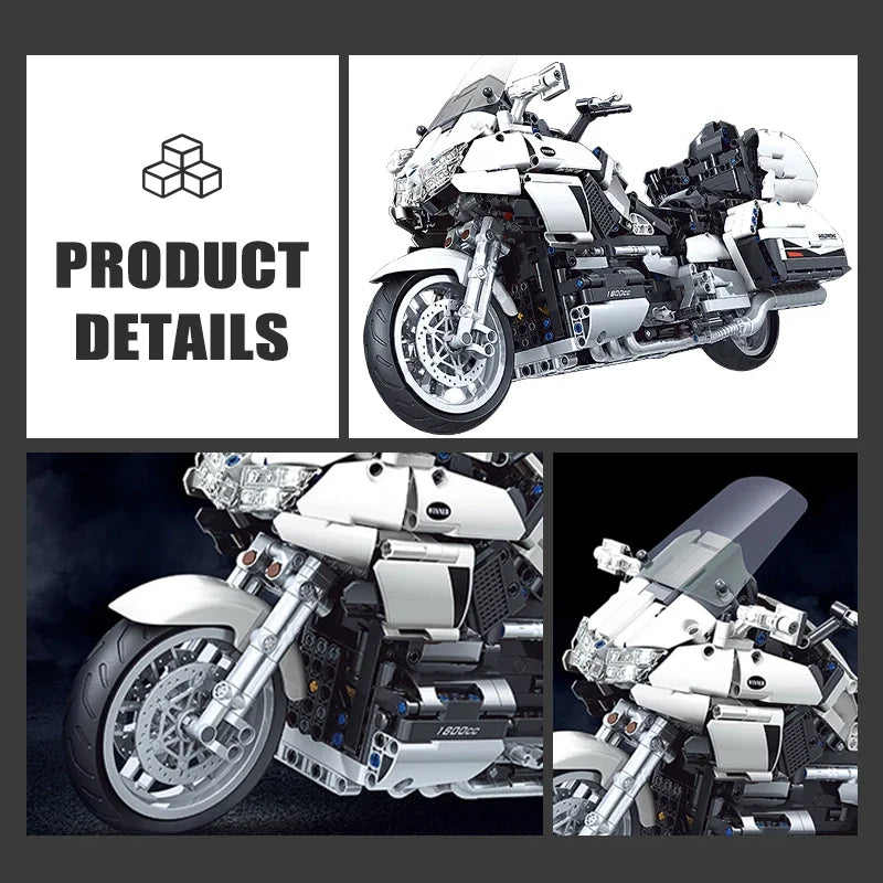 Motocykl turystyczny Gold Wing, model techniczny, klocki MOC, samochód wyścigowy, motocykl, klocki, zabawki, prezenty dla dzieci 8110