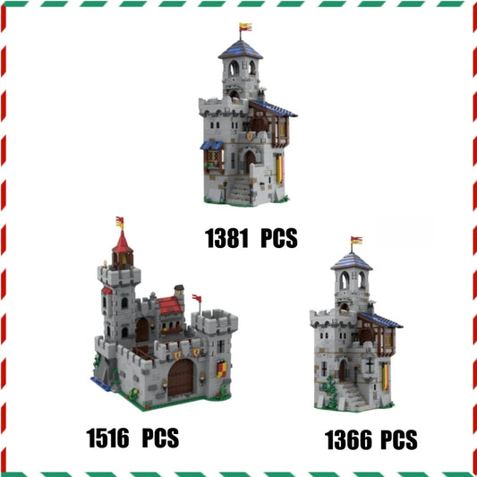 MOC Castle Keep Building Blocks Modular Medieval Fortress Tower Compatible Bricks Creative DIY Castle Toy Gift for Boys Kids