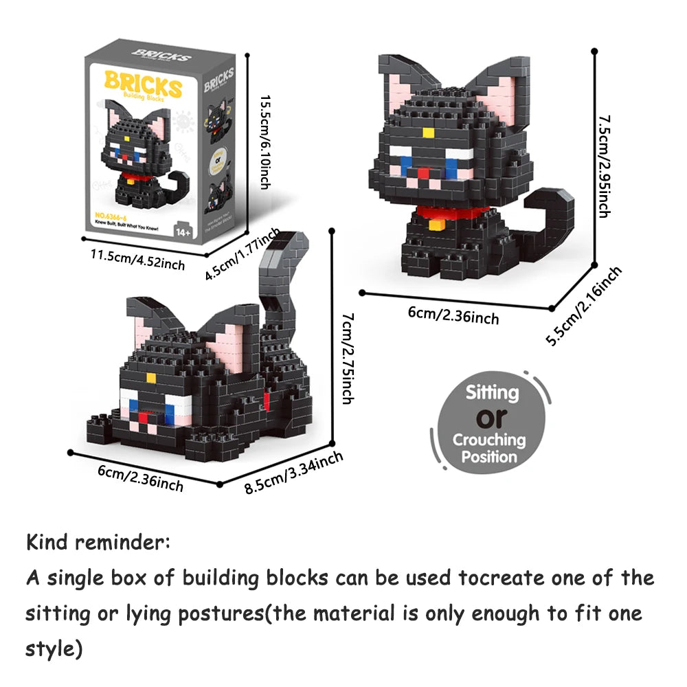 Dual Form Cat Shape Pet Series Model Micro Mini Building Blocks Toys Pocket-Sized Cuteness Pet Cat Display Decor Good For Girls - CADA BRICKS®