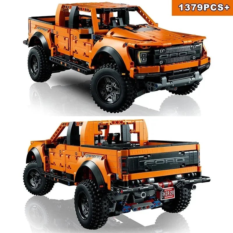 Kreatywny samochód sportowy Ford Raptors F-150 MOC 1379 sztuk techniczny samochód wyścigowy klocki modelarstwo zestaw do samodzielnego montażu prezent dla dorosłych