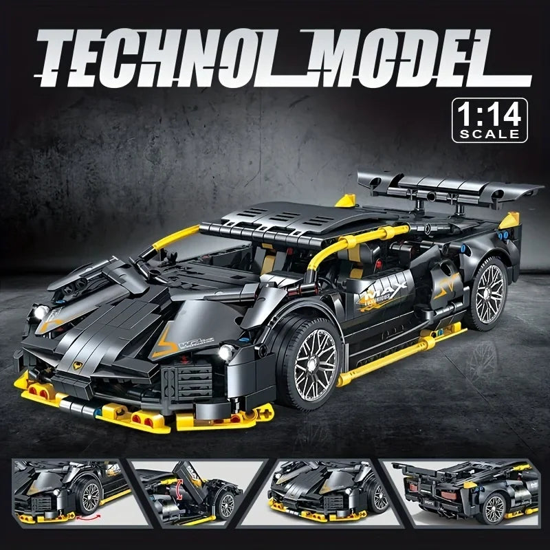 Techniczne superszybkie zielone Lamborghini, modele samochodów sportowych, klocki konstrukcyjne, słynne pojazdy, zabawki dla dzieci na prezent dla dorosłych