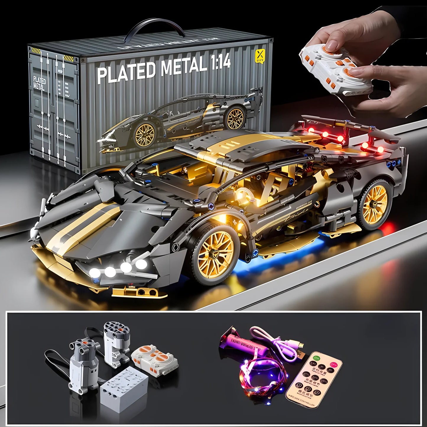 Technical Racing Sport Car Model Building Blocks technic adults 1:14 DIY Supercar Brick Puzzle Toys Kid Adult Gift(1280+granule) - CADA BRICKS®