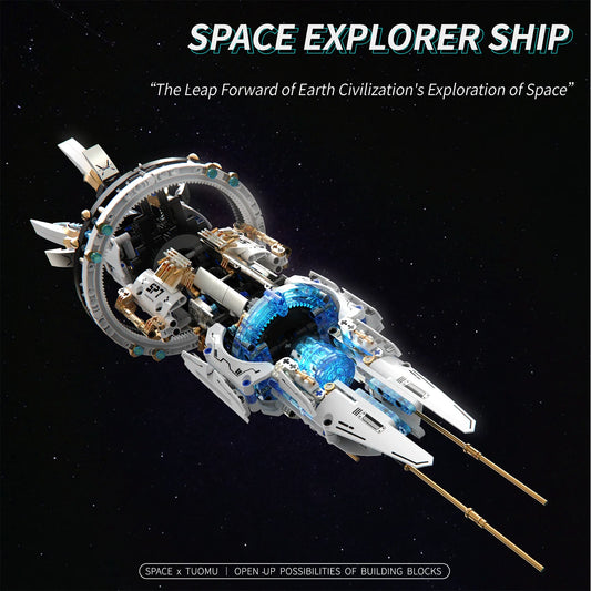 Rotatable Space Ship Building Blocks Space Explorer Fleet with Light Space Station Model Bricks Puzzle Toys Adult Children Gift