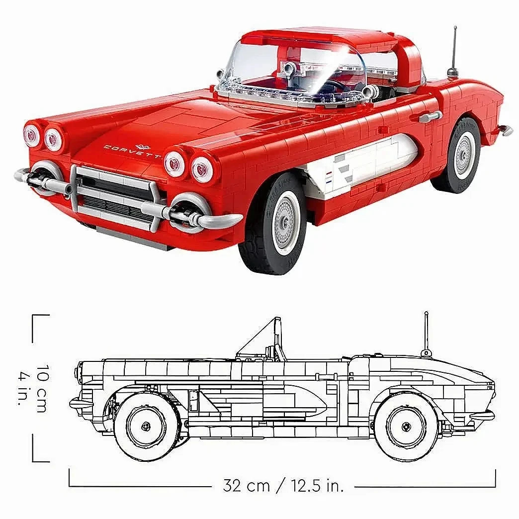 2023 NEW 10321 Retro Sport Car Chevroleted Corvetted Technical Building Blocks Bricks Assemble Vehicle Toys Boyfriend Gift