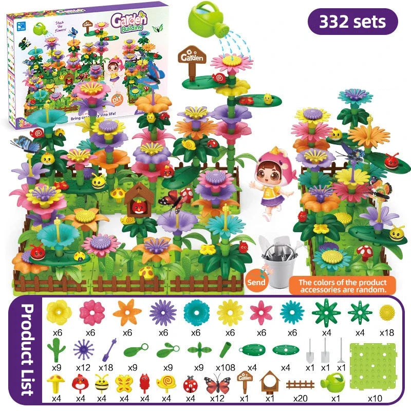 Building Blocks Flower Bouquet Girls Diy Garden Constructor Brick Playset Plant Growing Floral Assembly Educational Stacking Toy