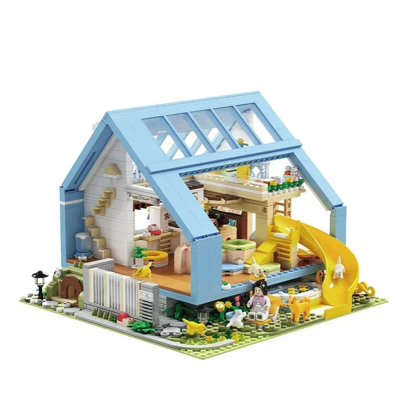 Creative City Japanese Style Range Single-family Villa flower house Building Blocks Architecture Bricks Toys for Kid Gifts