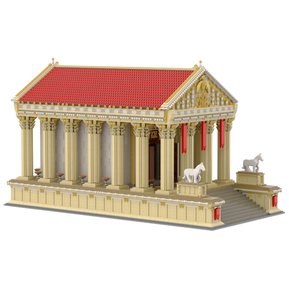 Gobricks MOC Ancient Roman Temple Bricks Model Medieval Ancient Roman Temple Architecture Building Blocks Assembly Toys Kid Gift