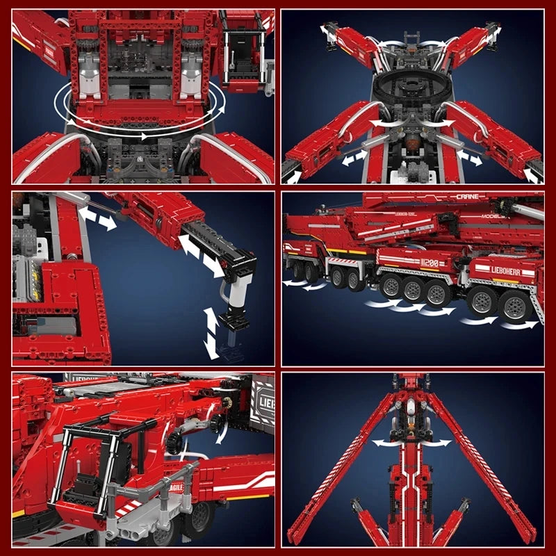 MOULD KING 17007/17008 Technical Car Toys Motorized LTM 11200 Crane Truck Building Block Assembly Model Brick Kid Christmas Gift