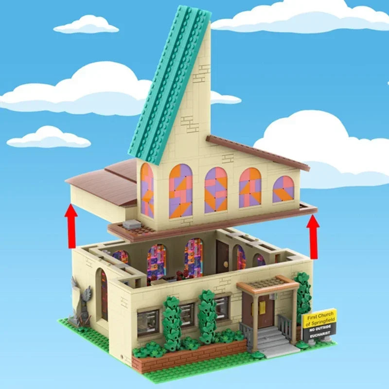 Moc Building Bricks Springfield Architecture Model Technology Modułowy blok Widok ulicy miejskiej Zabawka DIY Zestaw montażowy Prezent świąteczny