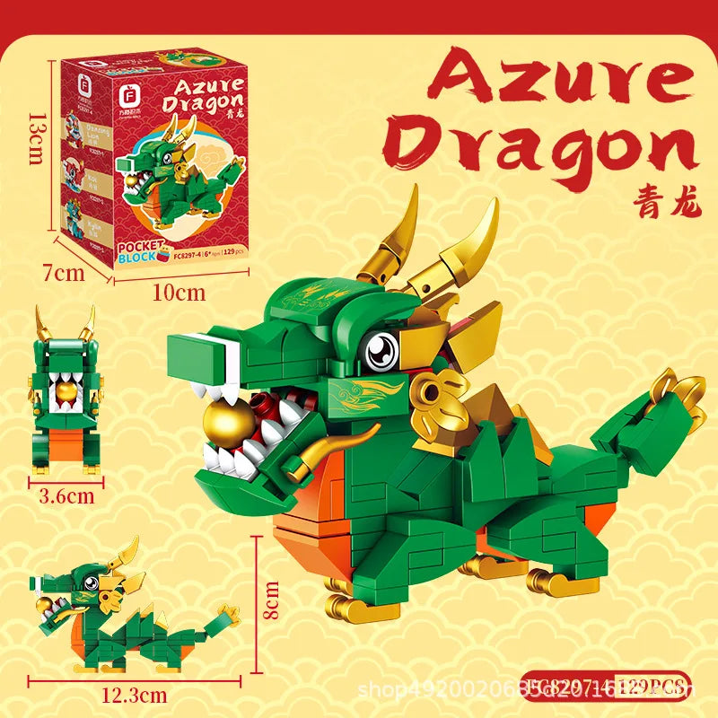 Chinese style beast building blocks ornaments lion awakening dragon year souvenirs new year's day gift toys - CADA BRICKS®