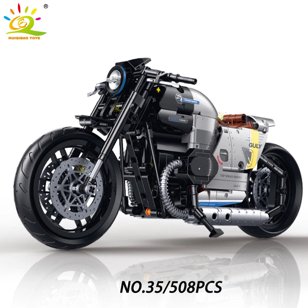 HUIQIBAO 1:8 Classic Motorbike Building Blocks High-tech Model Moto City Racer Bricks Toy for Kid Boy Children Adult MOC Car Set - CADA BRICKS®