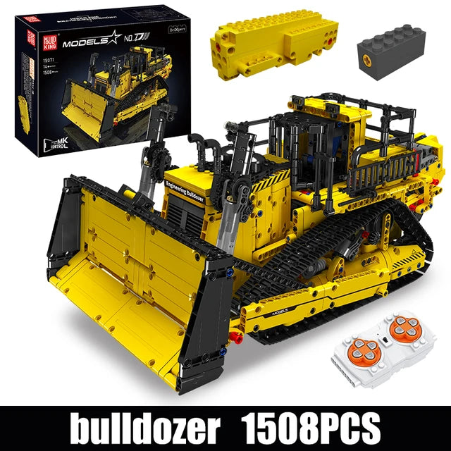 MOULD KING 15084 Technical Remote Control Engineering Truck Vehicle Toys Electric Bulldozer Building Blocks Bricks For Kids Gift