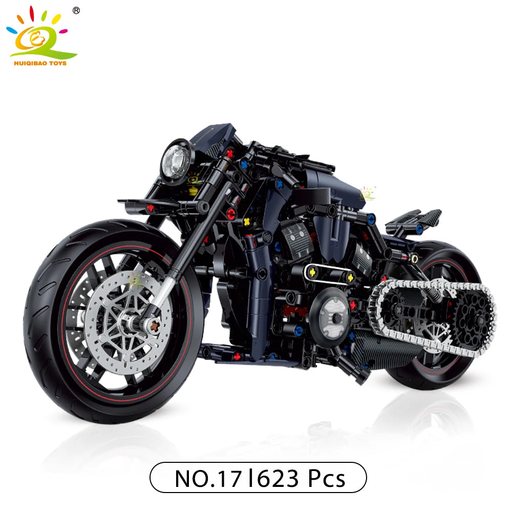 HUIQIBAO 1:8 Classic Motorbike Building Blocks High-tech Model Moto City Racer Bricks Toy for Kid Boy Children Adult MOC Car Set - CADA BRICKS®