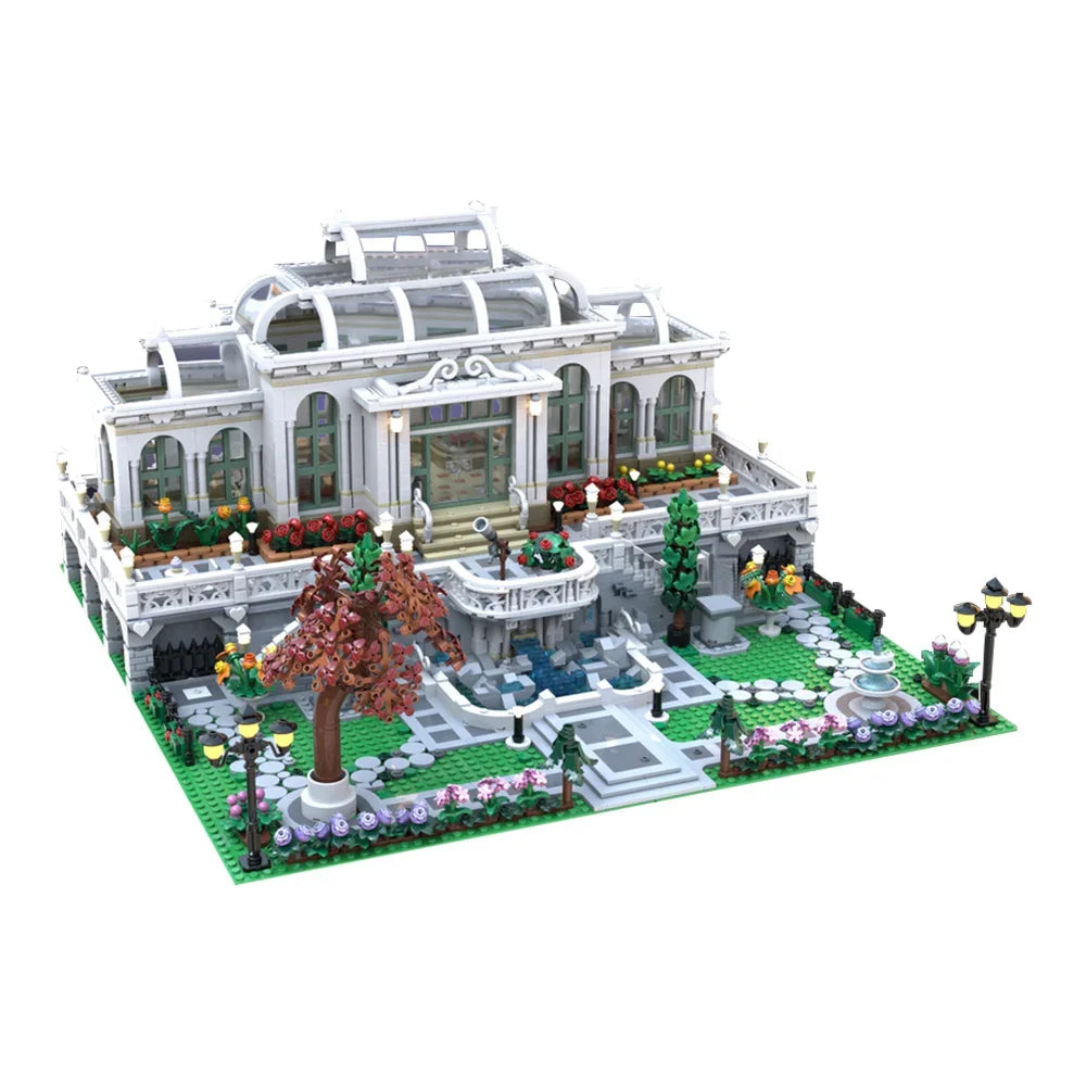 MOC Grand Botanic Palace Garden Building Blocks Fountain Square European Palace Garden Palace Bricks