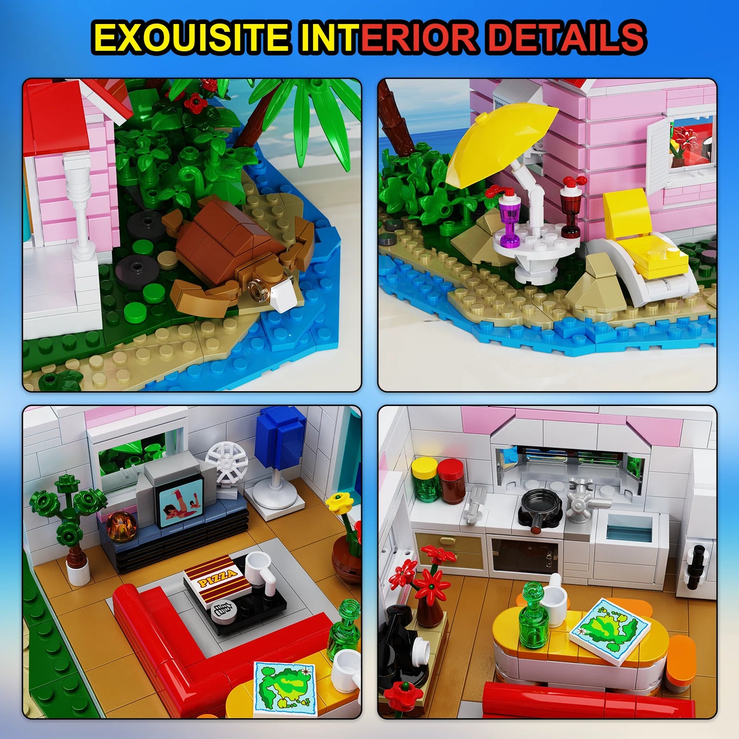Kame House Building Blocks Set Japanese Anime Architecture Turtle Immortal House Toys Christmas Gifts for Fans Kids(1423PCS)