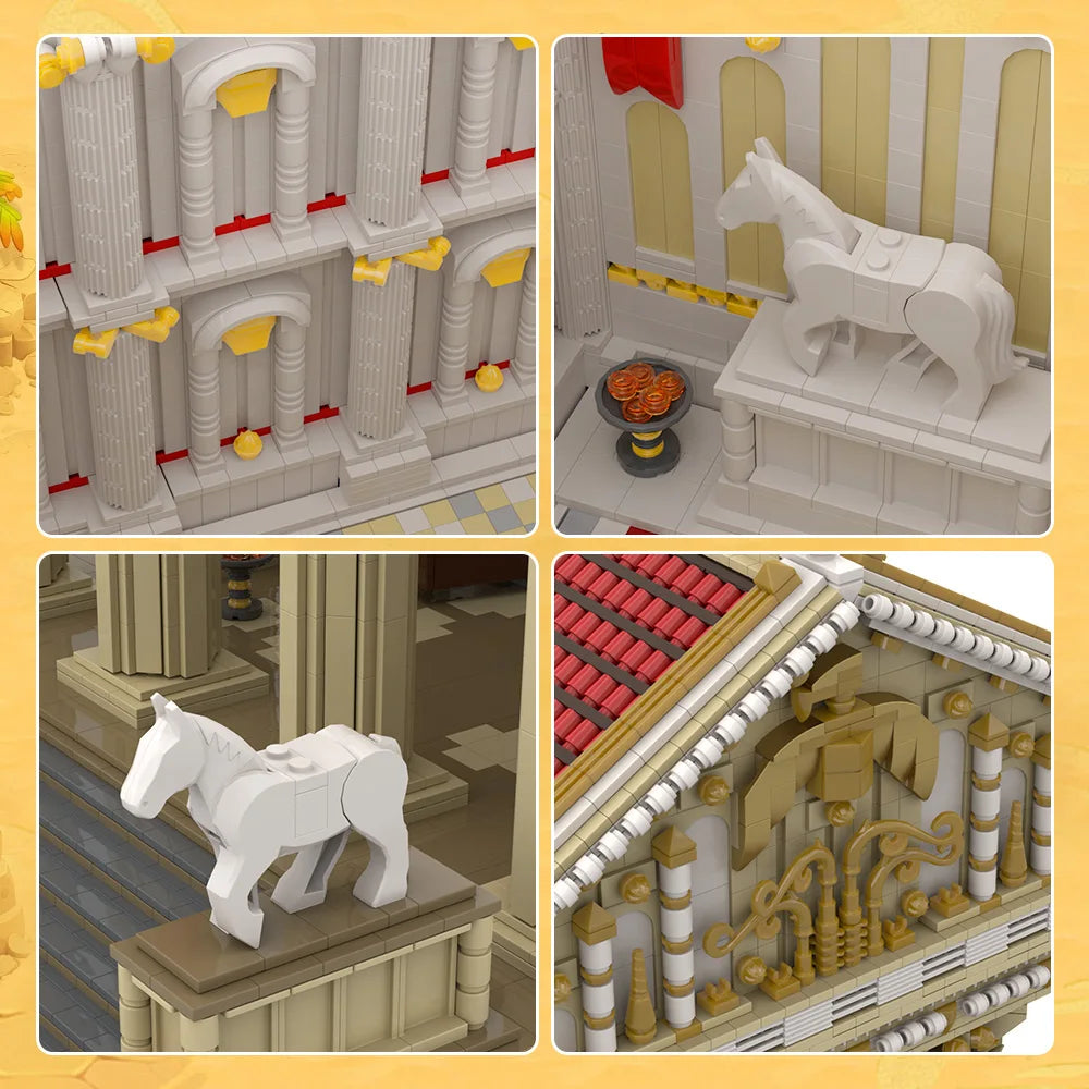 Gobricks MOC Ancient Roman Temple Bricks Model Medieval Ancient Roman Temple Architecture Building Blocks Assembly Toys Kid Gift