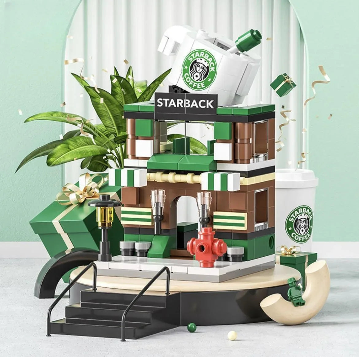 Architektura Widok ulicy Dom Klocki DIY Mini Miasto Sklep Model Zabawki Na Prezenty Świąteczne