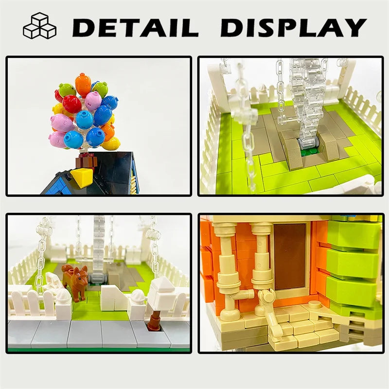 New Film Up City Expert Float Balloon Flying House Figure Building Blocks Bricks Street Scene Villa Model Assembly Toy Kid Gift