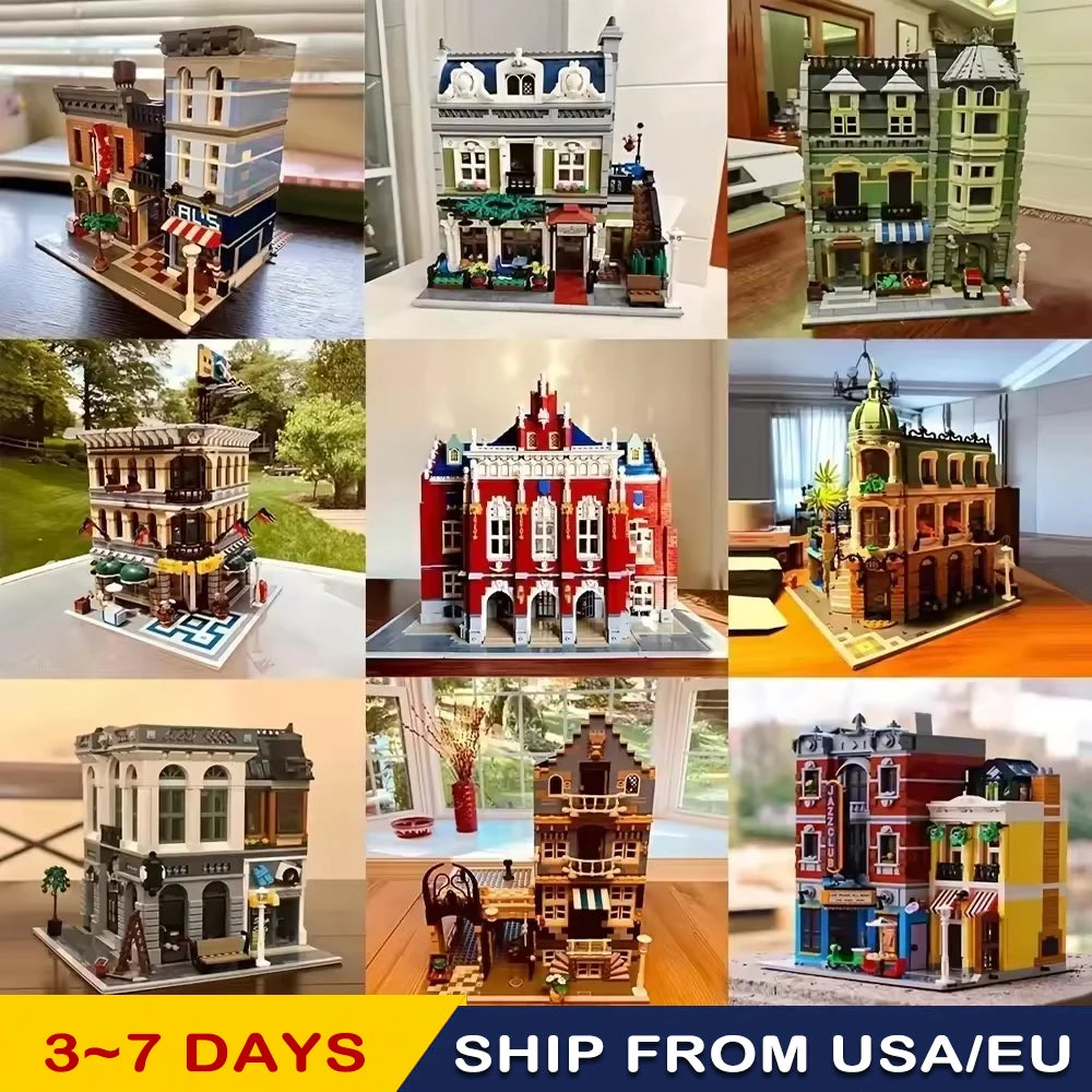 Creatoring Expert Brick Bank Detective's Assembly Square Model MOC Street View Building Blocks Toys 10255 10251 10211 10185 - CADA BRICKS®