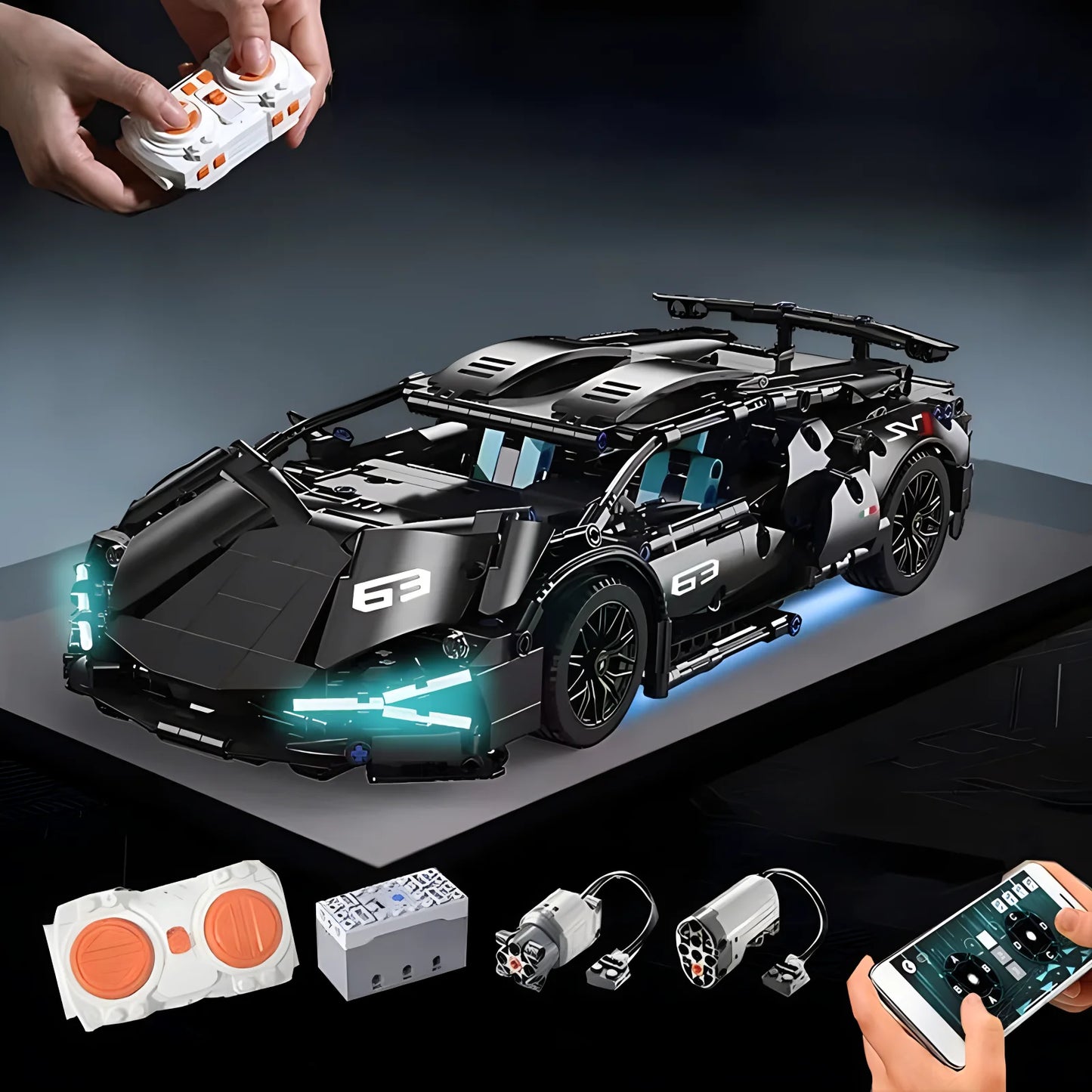 Technical Racing Sport Car Model Building Blocks technic adults 1:14 DIY Supercar Brick Puzzle Toys Kid Adult Gift(1280+granule) - CADA BRICKS®