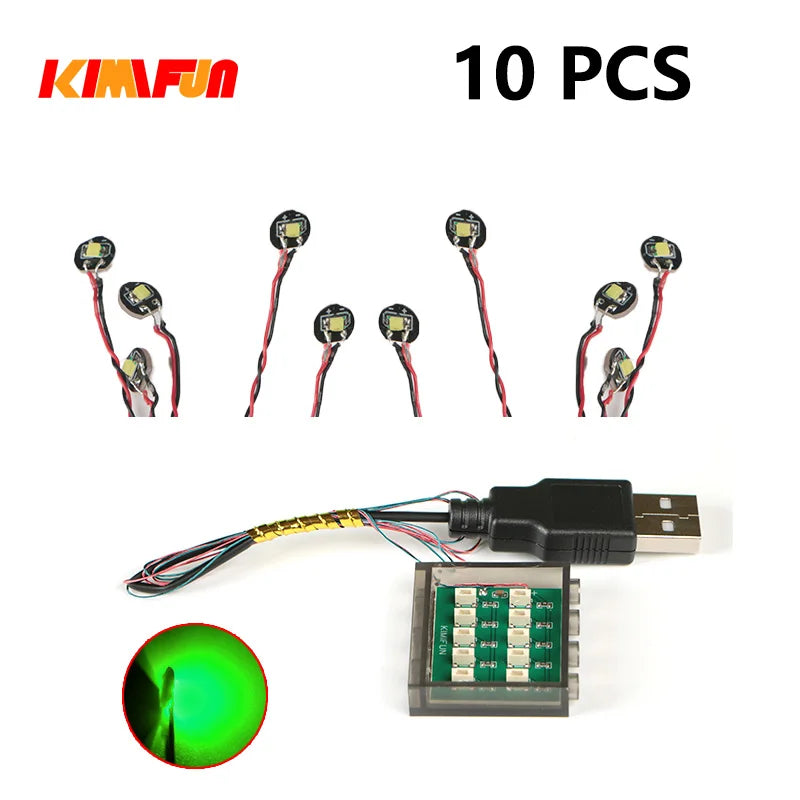 10PCS 0.8mm Pin RGB LED Building Blocks USB Lamp DIY Street Light City Electric Decorate 1X1 Brick Toy Compatible All Brands - CADA BRICKS®