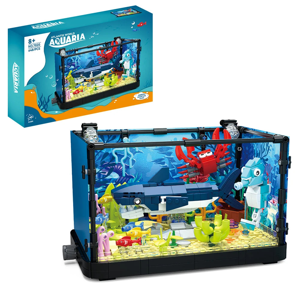 Fish Tank Building Blocks Brick With Led Lights,Aquarium,Toys for Boys Children Gifts home Decoration,Not Compatible with Legoed - CADA BRICKS®