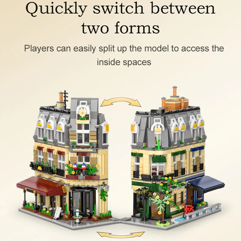 3230Pcs CADA City Paris Restaurant & House Architecture Building Blocks Set French Apartment Figures Bricks Toy for Kids Gift