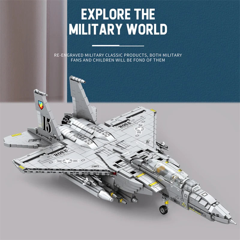F-15E Strike Eagle Figure Building Set, Jet Fighter Military Collectible Toy, 2216 Pcs, Creative Gift for Adult Kid Boy Girl 14+