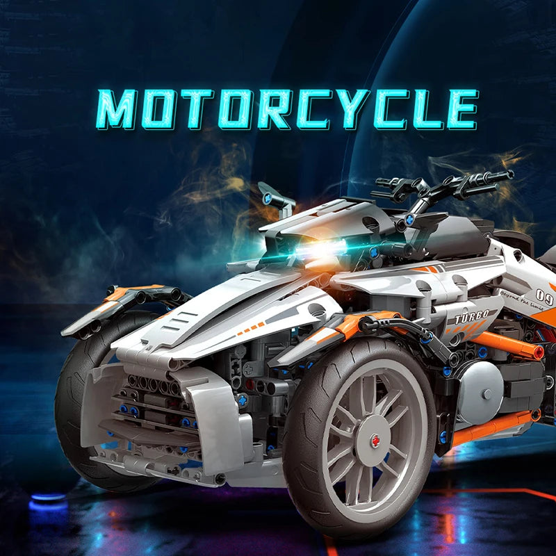 1228 sztuk City Technical APP zdalnie sterowany lokomotywa motocykl klocki budowlane MOC motocykl klocki model zabawka dla chłopca prezent dla dzieci