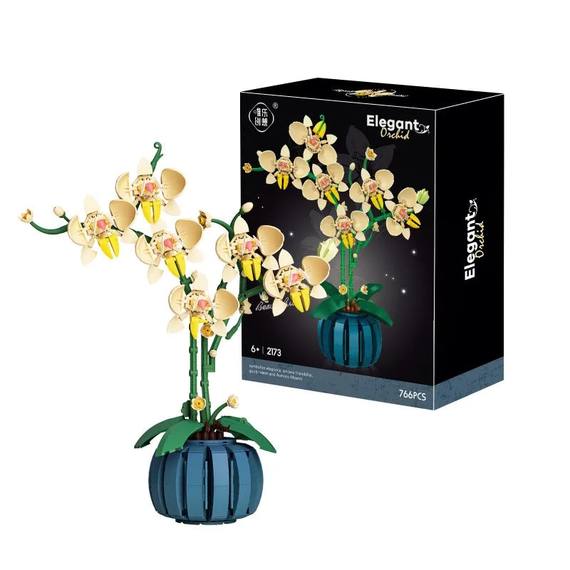 Romantic Orchid Flowers Bouquet Building Blocks: Bonsai Style Plant Model Bricks for DIY Home Decoration Ideal Kids' Toy & Gift - CADA BRICKS®